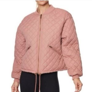 Betsey Johnson Reversible Quilted Pink and Black Floral Bomber Jacket
